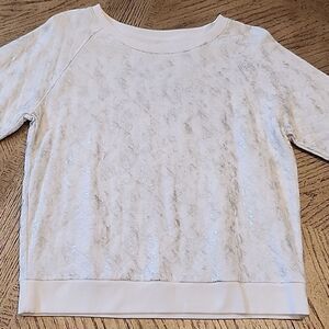 Silver and white crew neck sweater size M Xersion